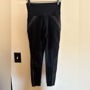 Athleta Black Zip Leather Moto Leggings Size X Small